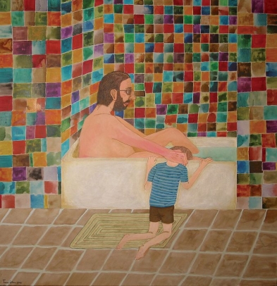 Ed Templeton Ball Road, Anaheim (Dad Drowning Me), 2005 Acrylic on canvas 36 x 36 in (91.4 x 91.4 cm) Collection of the Stedelijk Museum voor Actuel Kunst, SMAK, Ghent Belgium