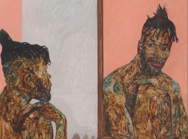 Amoako Boafo, Reflection 1, 2018, oil on paper, 51.18 x 43.31 in (130 x 110 cm) 2