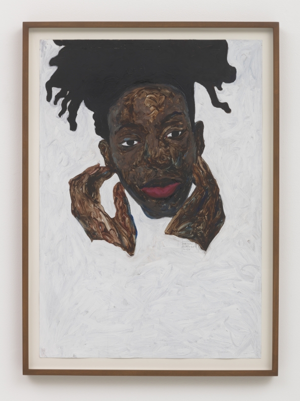 Amoako Boafo Krystal 1, 2018 Oil on paper 39.37 x 27.56 in (100 x 70 cm)
