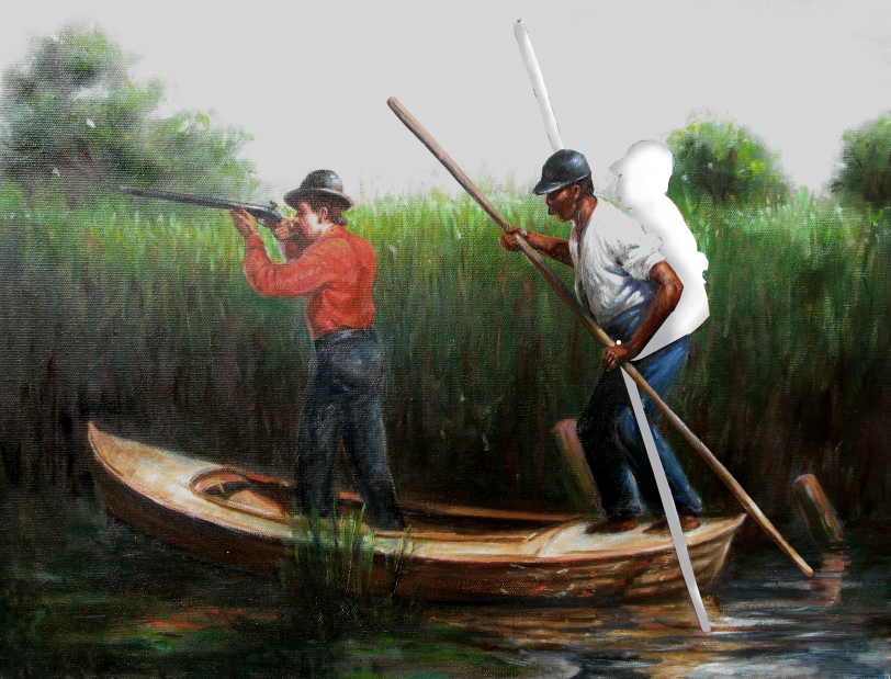 Titus Kaphar Push Yuh Own Damn Boat, 2009 Oil on cut canvas 16 x 20 in (40.6 x 50.8 cm)