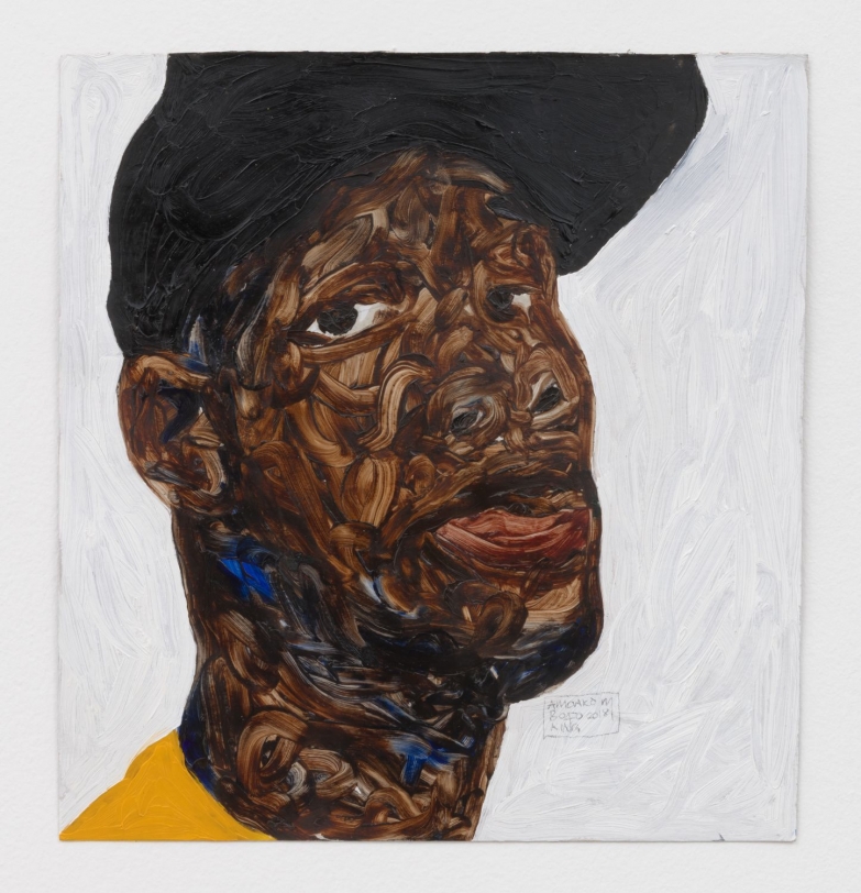 Amoako Boafo Untitled, 2019 Oil on paper 13.25 x 12.5 in (33.7 x 31.8 cm)