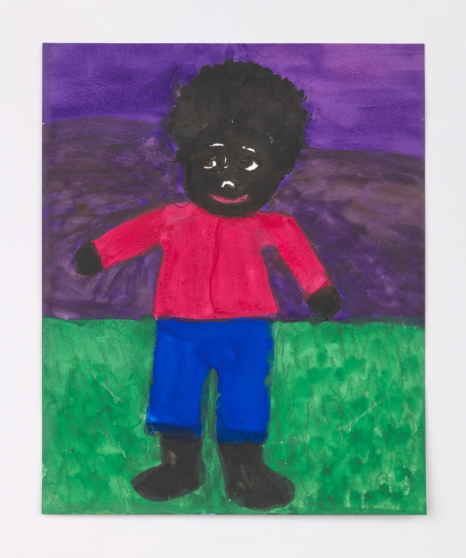 Betye Saar, Boy on Green Grass with Purple Sky, 2020