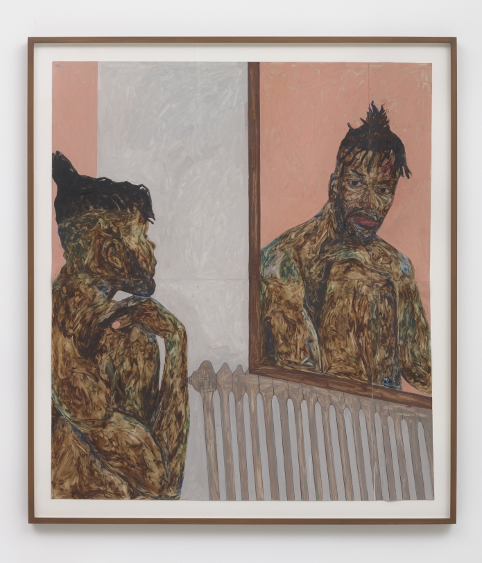 Amoako Boafo Reflection 1, 2018 Oil on paper 51.18 x 43.31 in (130 x 110 cm)