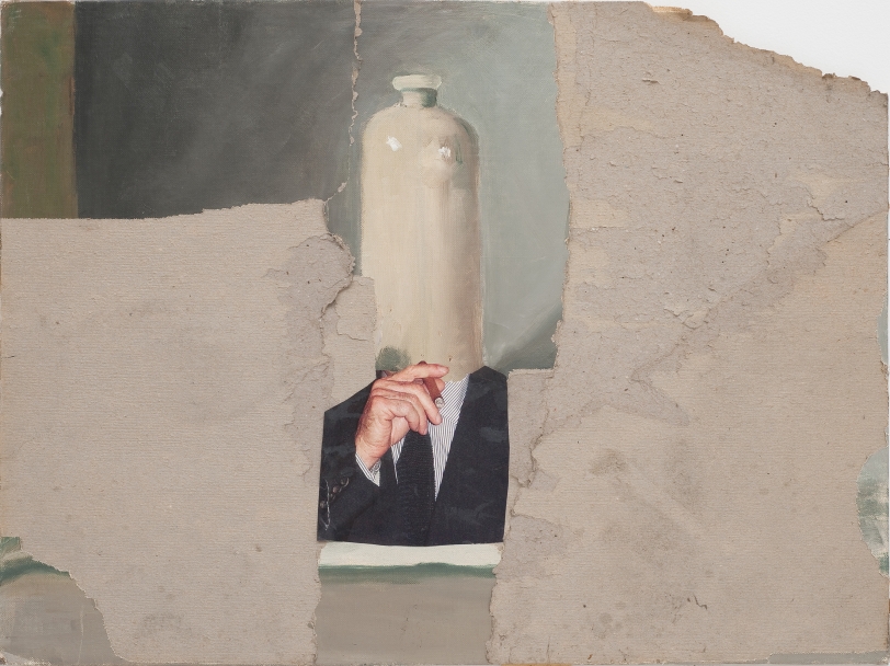 Noah Davis I Own a Morandi, 2009 Oil on canvas board, collage 17.5 x 24 in (44.5 x 61.0 cm)