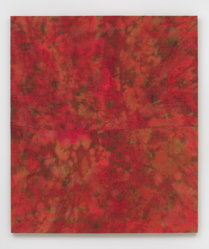 Evan Nesbit Porosity (Dilute Aesthetic Solutions), 2017 Acrylic, dye, on burlap 79 x 68 in (200.7 x 172.7 cm)