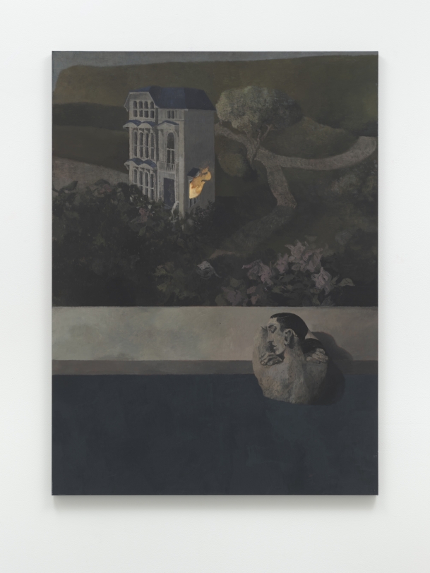 Lenz Geerk  House on Fire, 2021  Acrylic on canvas  59.06 x 43.31 in (150 x 110 cm)